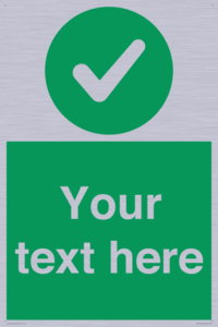 Custom green background, green circle with tick